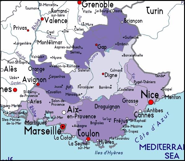 რუკა მარსელი რეგიონში