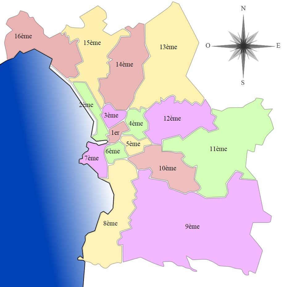 რუკა მარსელი arrondissement